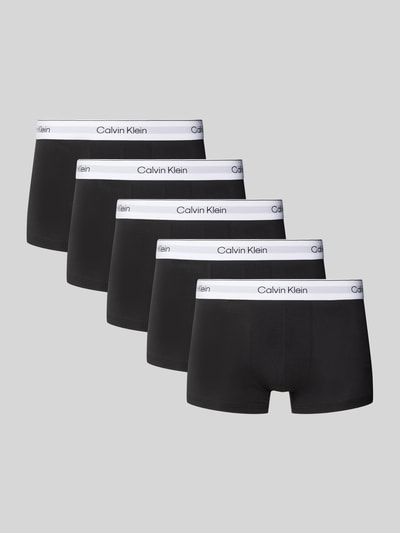 Produktfoto, Trunks mit elastischem Label-Bund im 5er-Pack von Calvin Klein Underwear, schwarz-weiß, eng anliegend, Baumwoll-Elasthan-Mix