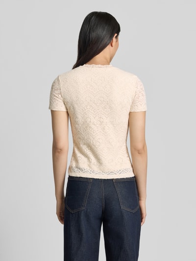 Jake*s Collection T-Shirt aus Spitze mit Rundhalsausschnitt Ecru 5