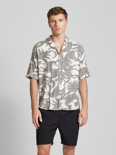 Only & Sons Relaxed fit vrijetijdsoverhemd met all-over motiefprint Offwhite - 4