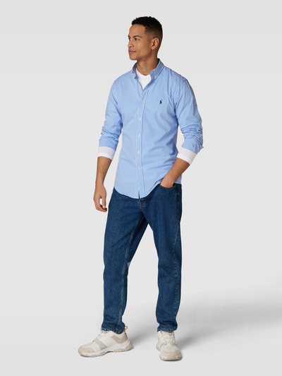 Polo Ralph Lauren Slim Fit Freizeithemd mit Streifenmuster Hellblau 1