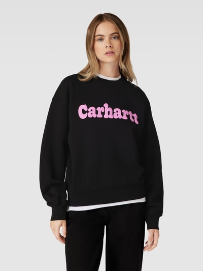 Carhartt Work In Progress Oversized sweatshirt met labelprint, model 'BUBBLES' Zwart - 4