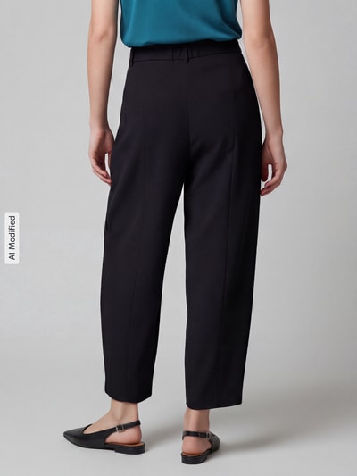 Raffaello Rossi straight fit bandplooibroek met schuifhaak model 'LORAYA' Zwart - 5