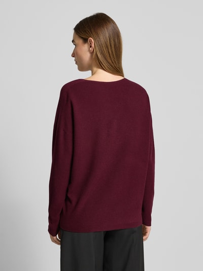 Oui Relaxed fit pullover van viscosemix in gebreide look Bordeaux - 5