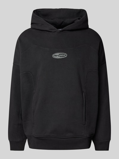 REVIEW Hoodie mit Label-Badge Black 1