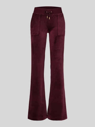 Juicy Couture Spodnie dresowe z efektem aksamitu model 'Layla Gold' Ciemnoczerwony 2