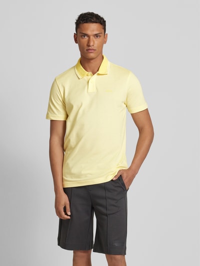 BOSS Orange Slim fit poloshirt met labelprint Geel - 4