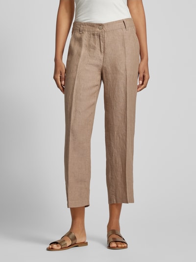 MAC Regular Fit Leinenhose mit verkürztem Schnitt Modell 'Nora' Beige Melange 4