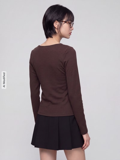 Levi's® Slim Fit Langarmshirt aus Baumwoll-Mix mit asymmetrischer Knopfleiste Hazel 5
