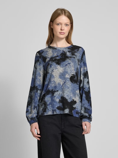 Tom Tailor Loose fit shirt met lange mouwen van viscosemix met abstract motief Donkerblauw - 4