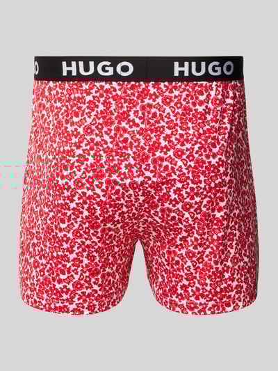 HUGO Szorty od piżamy o kroju relaxed fit z elastycznym pasem z logo Czerwony 3