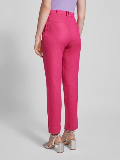 Mango Slim Fit Bundfaltenhose aus Leinen mit Gesäßtaschen Pink 5