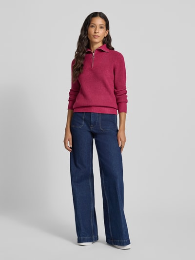 Christian Berg Woman Sweter z dzianiny z kołnierzem Fuksjowy melanż 1