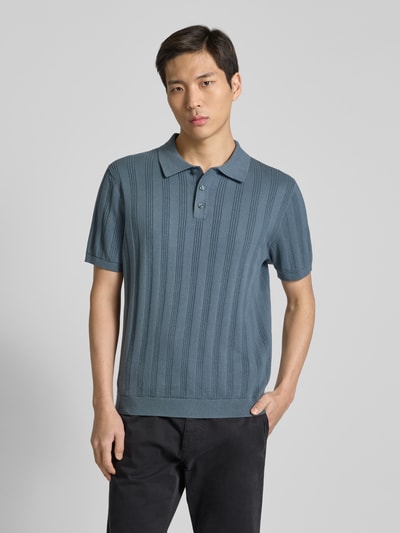 MCNEAL Regular fit poloshirt met structuurmotief Rookblauw - 4