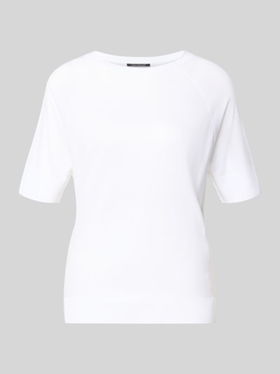 Produktfoto, T-Shirt aus Lyocell-Baumwoll-Mix mit Rundhalsausschnitt von Luisa Cerano in Weiß, Regular-Fit, Ärmel mit Rippenbündchen, Rückenlänge 60 cm bei Größe 36, glatte Oberfläche, weiche Textur