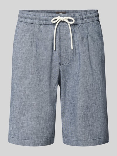 Produktfoto, Bermudas mit französischen Eingrifftaschen Modell 'COLI' von Fynch-Hatton, Herren, Baumwoll-Mix mit Leinen-Anteil, Loose-Fit, elastischer Bund mit Kordelzug, dezentes strukturiertes Material, Innenbeinlänge 22 cm, Bundweite 42 cm bei Größe M.