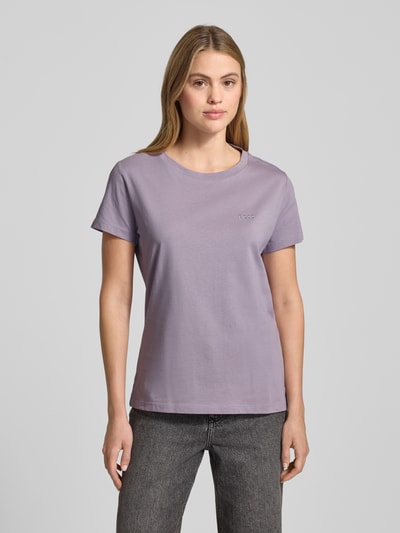 BOSS Orange T-shirt o kroju regular fit z czystej bawełny model ‘ESOGO’ Jasnofioletowy 4