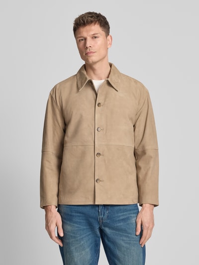 Selected Homme Regular Fit Lederjacke mit Umlegekragen Modell 'RORY' Sand 4