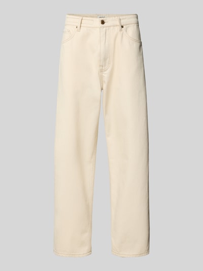 Produktfoto, Relaxed Fit Jeans aus reiner Baumwolle von Drykorn in Beige, 5-Pocket-Design, Knopf- und Reißverschluss, strukturierte Oberfläche