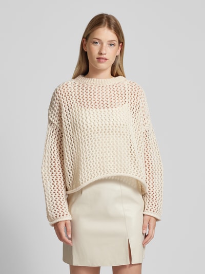 Noisy May Gebreide pullover met ronde hals, model 'JUDEY' Ecru - 4