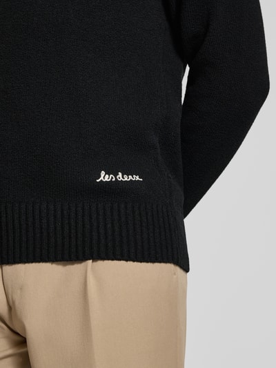Les Deux Sweter z dzianiny z prążkowanymi wykończeniami Czarny 3