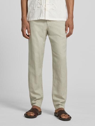 Selected Homme Slim Fit Hose aus Baumwoll-Leinen-Mix Modell 'BRODY' Hellgruen 4