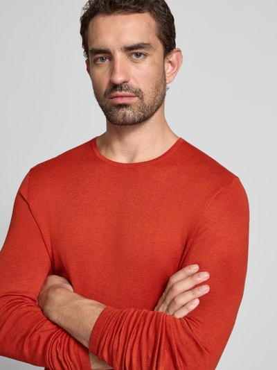 Christian Berg Men Regular fit pullover van puur katoen in gebreide look Koper gemêleerd - 3