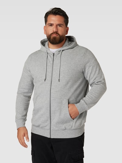 Jack & Jones Plus PLUS SIZE Sweatjacke mit Kapuze Modell 'BASIC' Hellgrau Melange 4