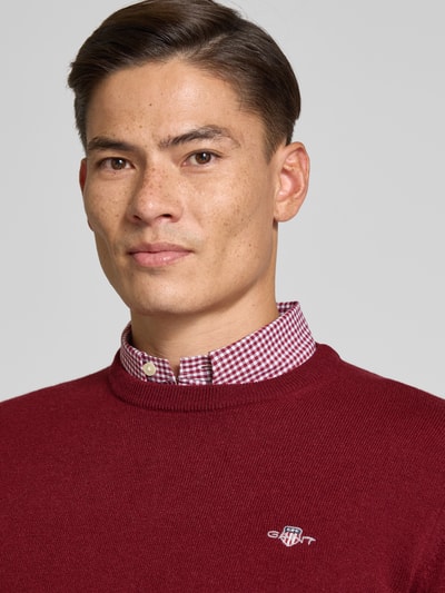 Gant Strickpullover aus reiner Lammwolle mit gerippten Abschlüssen Pflaume 3