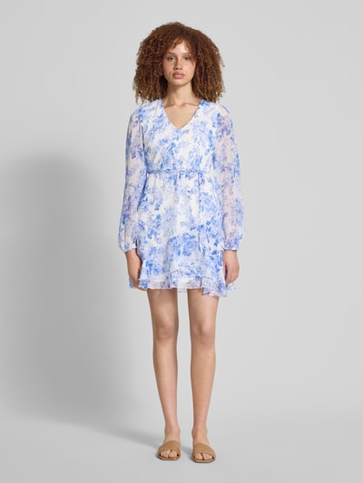 Only Getailleerde chiffon jurk met all-over motief, model 'MIRIAM' Wit - 1