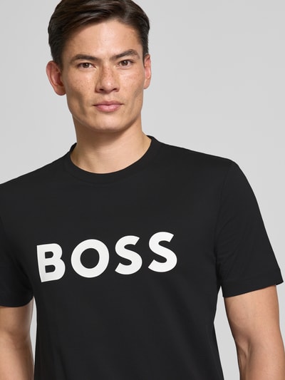 BOSS T-shirt o kroju regular fit z czystej bawełny Czarny 3