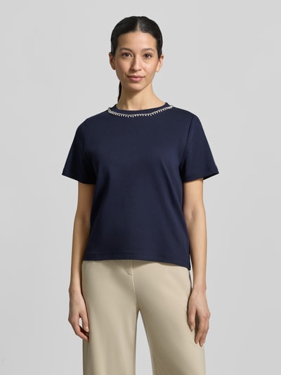 Christian Berg Woman T-shirt z Perłami i Obszyciem ozdobnymi kamieniami Ciemnoniebieski 4