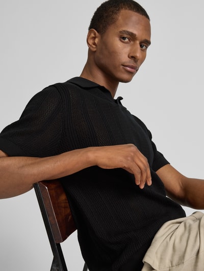 SELECTED HOMME Poloshirt in Strick-Optik Modell 'WELLS' Black 3