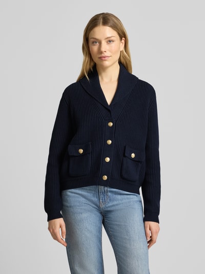 Stefanel Strickjacke mit Schalkragen und Pattentaschen Marine 4