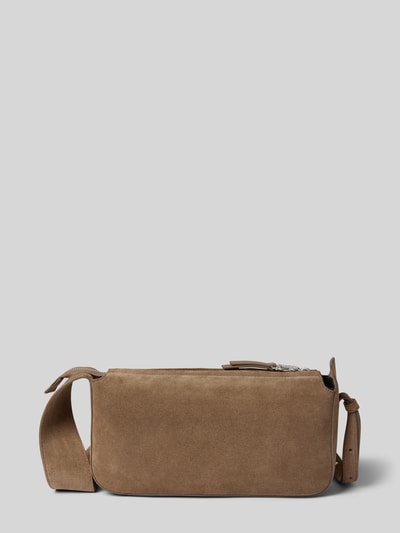 Produktfoto, Shoulder Bag mit Logo-Detail Modell 'Yael' van BOGNER voor dames, bruin, suède look, logodetail, Breedte 28 cm, Lengte 17 cm, Diepte 8 cm, schouderband 118 cm, Hoofdvak met ritssluiting