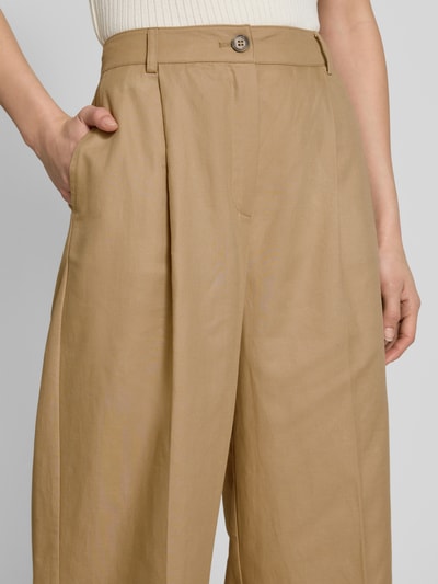 JAKE*S STUDIO WOMAN Wide Leg Bundfaltenhose aus Baumwoll-Leinen-Mix Mud 3