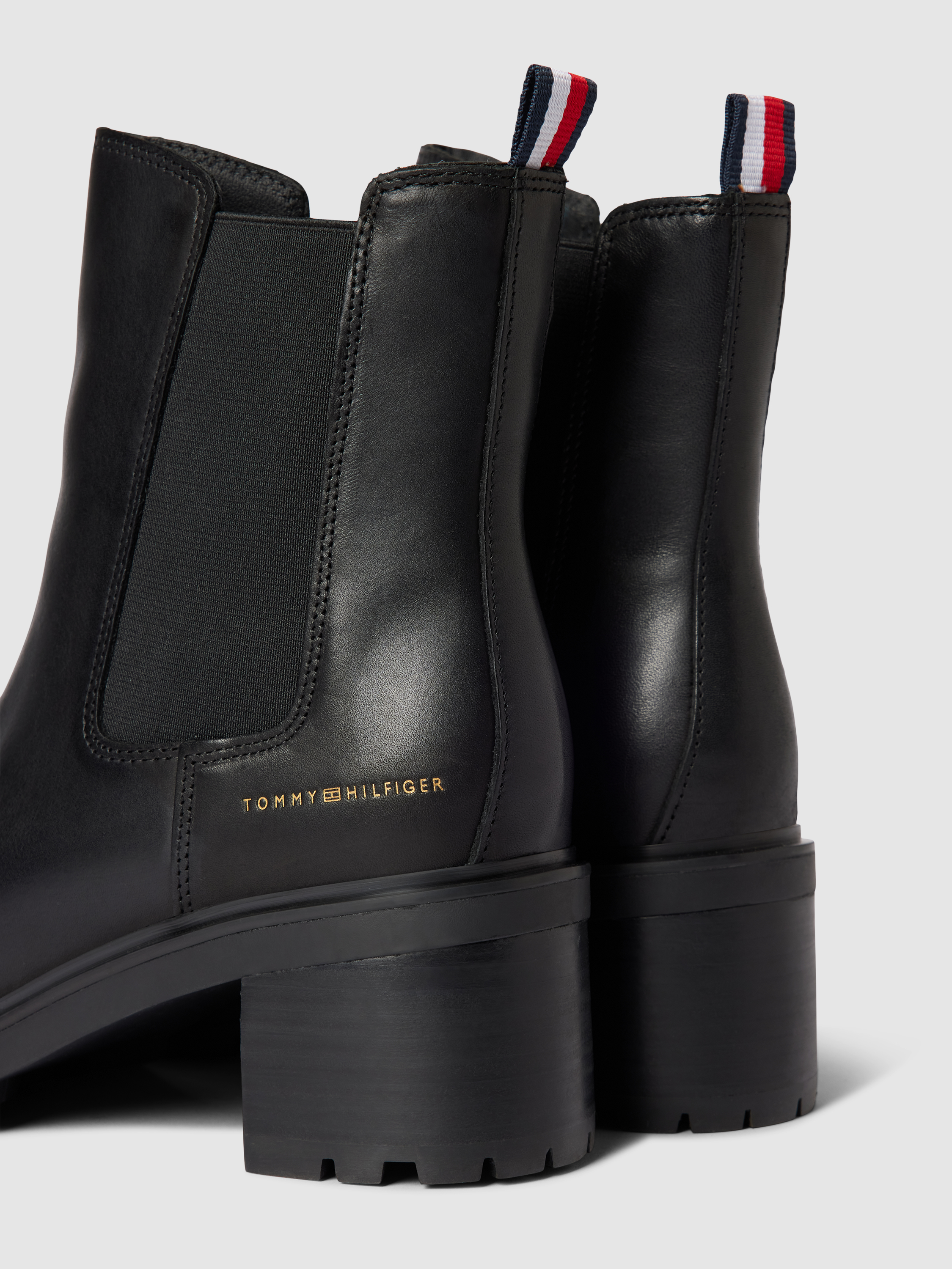 Tommy Hilfiger Chelsea Boots aus Leder-Mix mit Brand-Detail in metallic Black 3