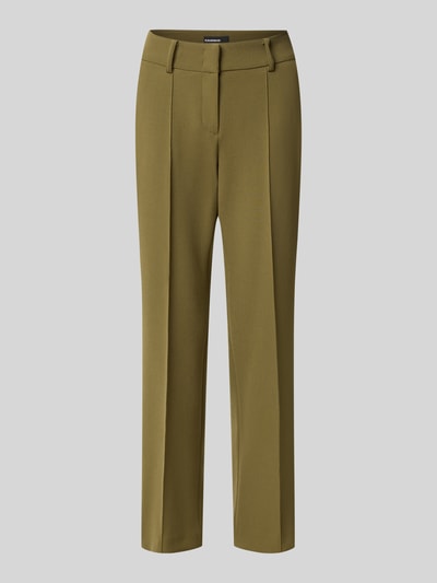 Produktfoto, olivgrüne Regular Fit Schmale Hose mit Viskose-Baumwoll-Anteil Modell 'FARAH' von CAMBIO, Damen Schmale Hose von CAMBIO, glatter Stoff, klare Nahtlinien.