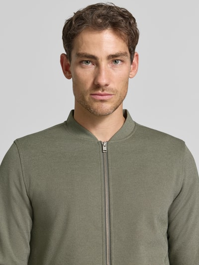Lindbergh bluza rozpinana o kroju slim fit ze stójką Oliwkowy 3