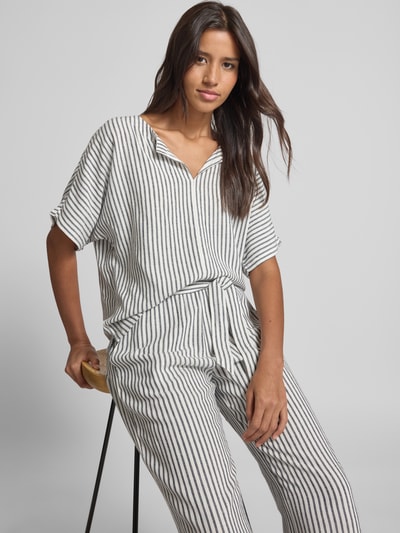 FREE/QUENT Loose Fit Blusenshirt aus Viskose-Leinen-Mix Modell 'Lavisco' Dunkelblau 3