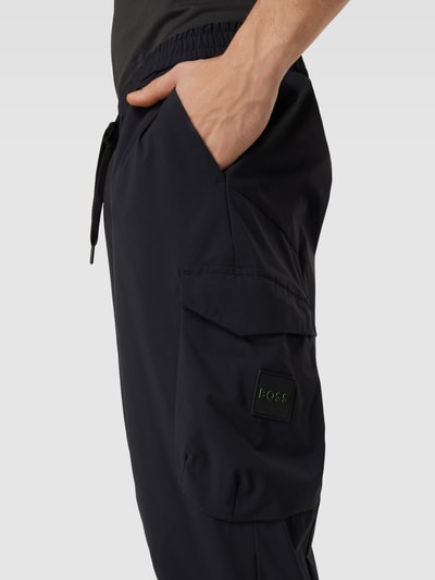 BOSS Green Slim fit cargobroek met achterzak, model 'Urbanex' Zwart - 3