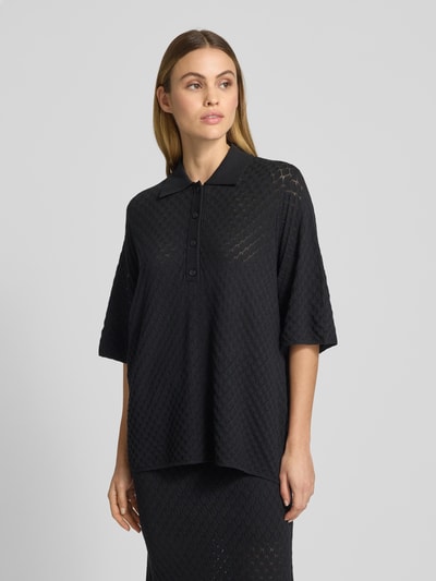 Jake*s Collection Bluzka z dzianiny z kołnierzykiem polo Czarny 4
