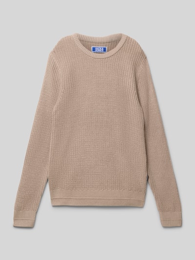 Jack & Jones Sweter o kroju relaxed fit z efektem dzianiny model ‘Kaito’ Gliniany 1