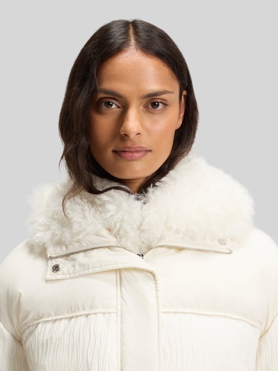 BOSS Regular fit gewatteerd jack met inzetten van jacquard, model 'PEXIA' Offwhite - 3