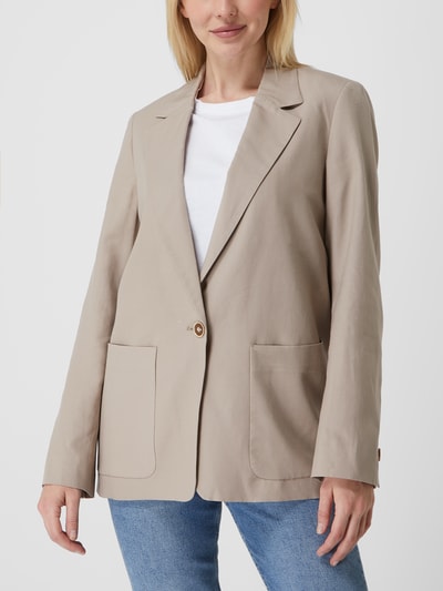 Esprit Collection Lange blazer van een mix van lyocell en linnen Taupe - 4