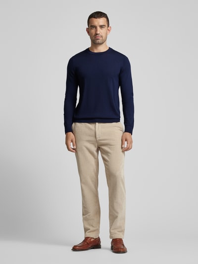 SELECTED HOMME Gebreide pullover met ribboorden, model 'TRAY' Donkerblauw - 1