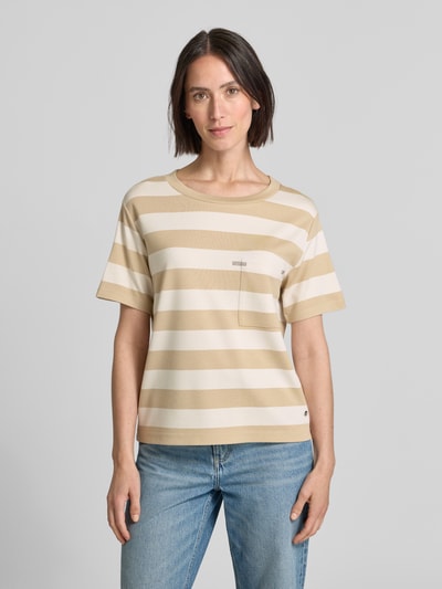 monari T-shirt z kieszenią na piersi Beżowy 4