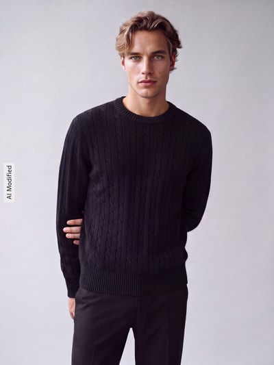 Selected Pullover mit Zopfstrickstruktur Black 4