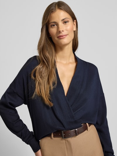 Lauren Ralph Lauren Gebreide pullover met V-hals, model 'WAKIRA' Marineblauw - 3