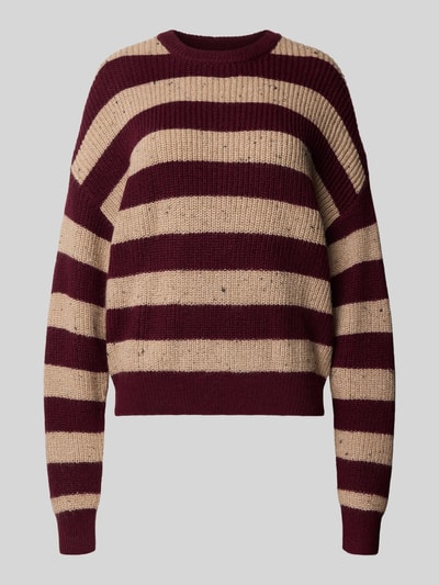 Review Oversized Strickpullover mit Streifenmuster Rostrot Melange 2