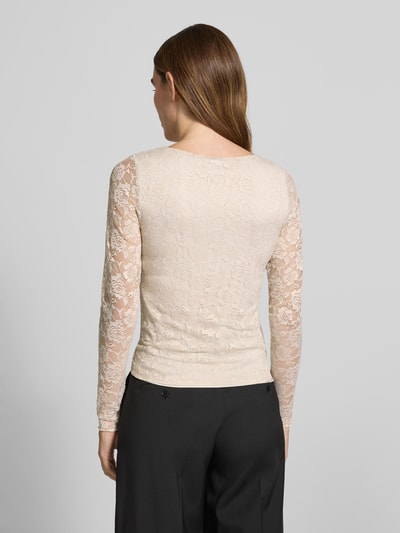 Vero Moda Slim fit shirt met lange mouwen in kantlook, model 'IBEN' Ecru - 5